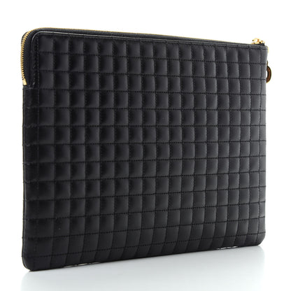 Celine Calfskin Quilted C Charm Pouch Black 3 of 7