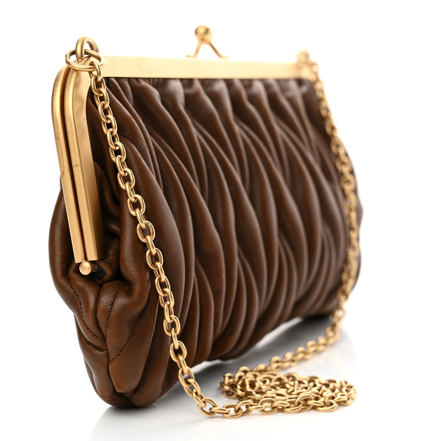 Nappa Matelasse Clutch Cognac