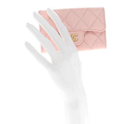 Chanel Caviar Quilted Flap Card Holder Wallet Light Pink 2 of 9