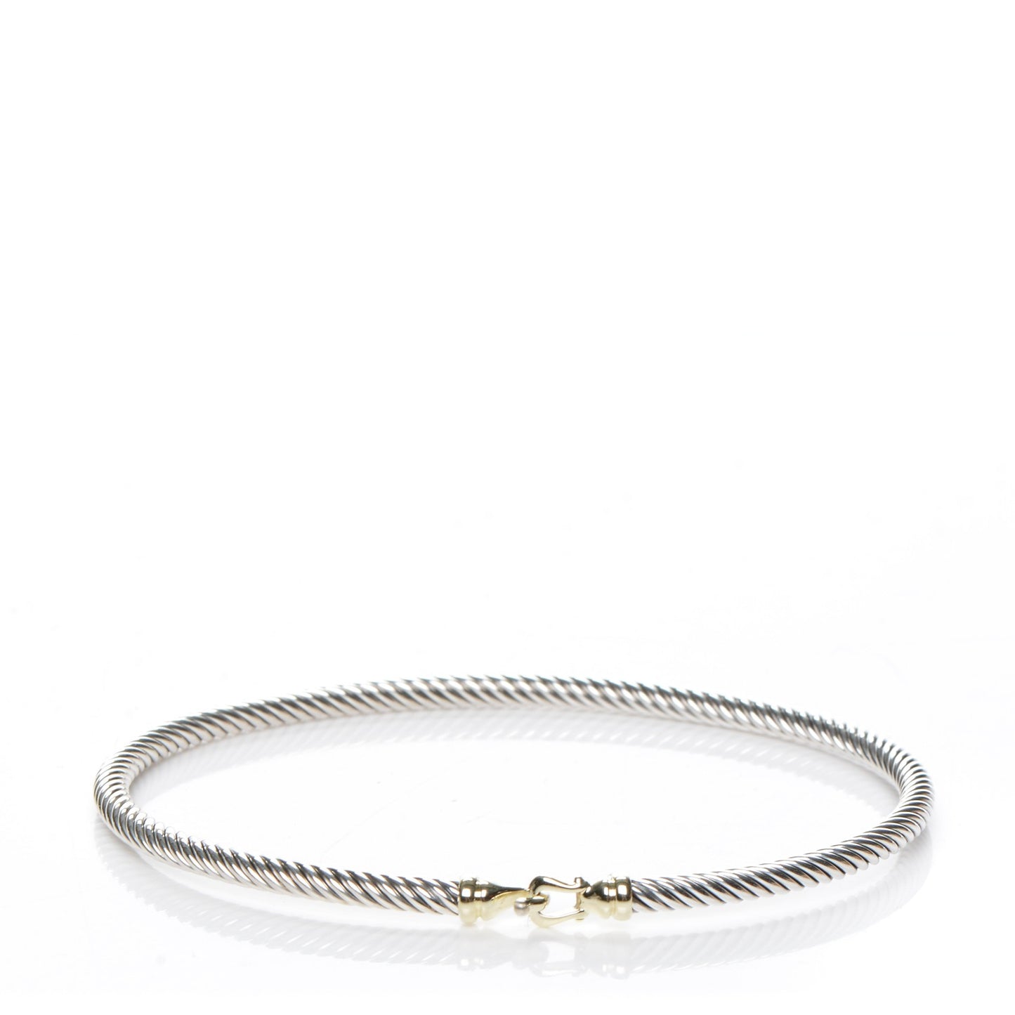 Sterling Silver 18K Yellow Gold 3mm Cable Buckle Bracelet