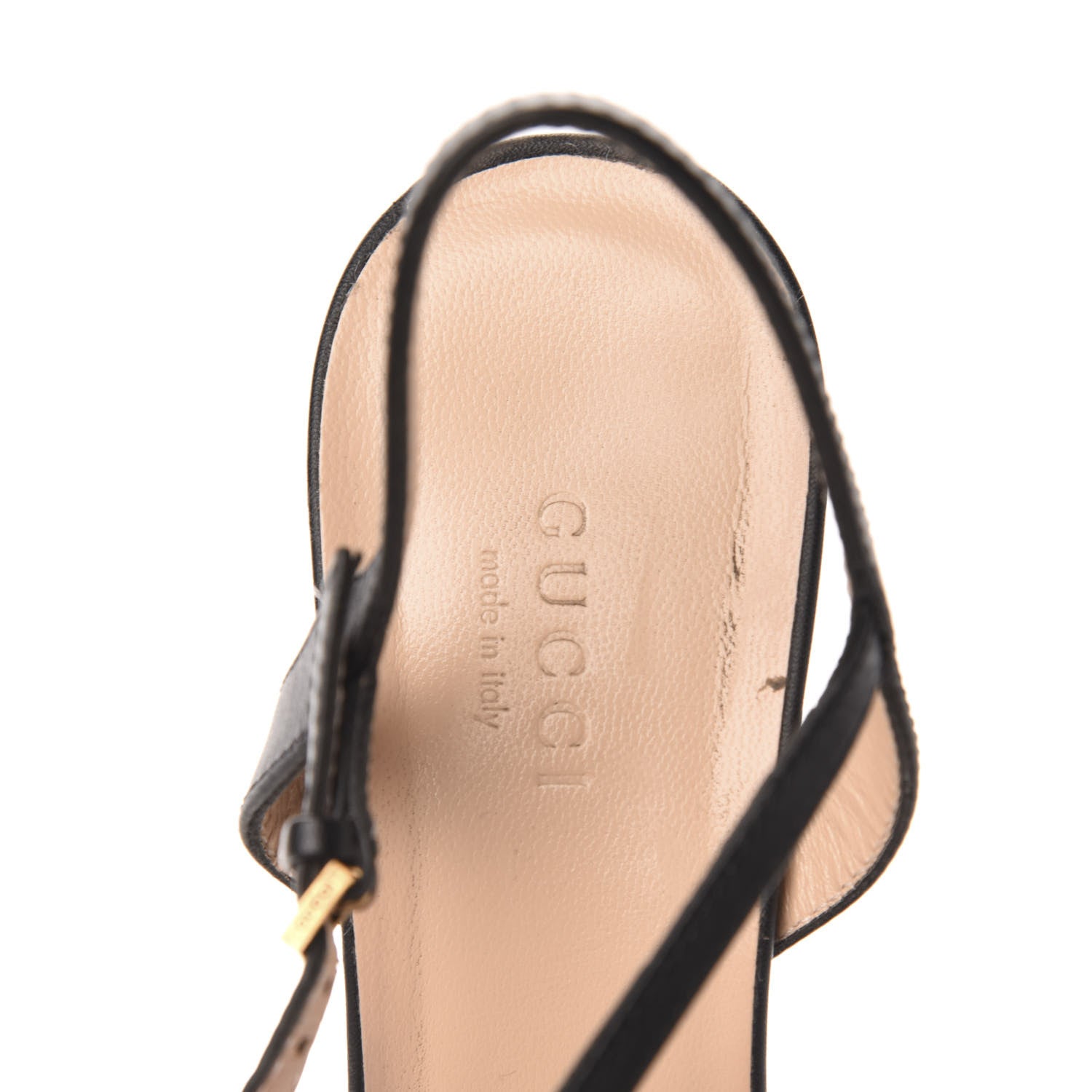 Gucci Lifford Calfskin GG Marmont Ankle Wrap 75mm Sandals 37.5 Black 6 of 9