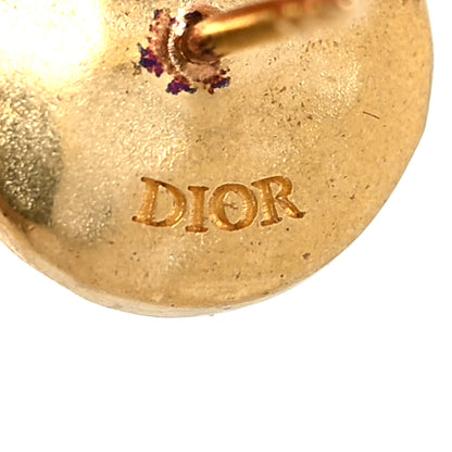 Christian Dior Metal CD Stud Earrings Gold 4 of 4