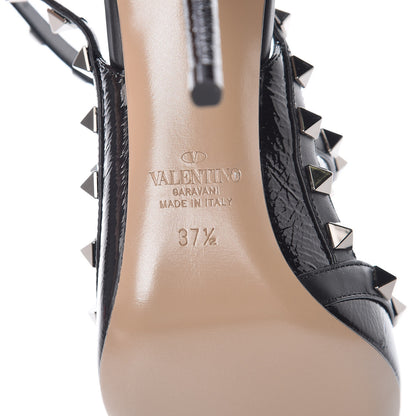 Valentino Garavani Patent Rockstud Ankle Strap Pumps 37.5 Black 6 of 7