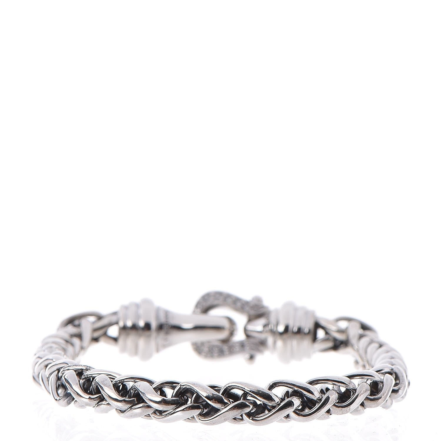 David Yurman Sterling Silver Diamond 6mm Buckle Wheat Chain Bracelet 4 of 4