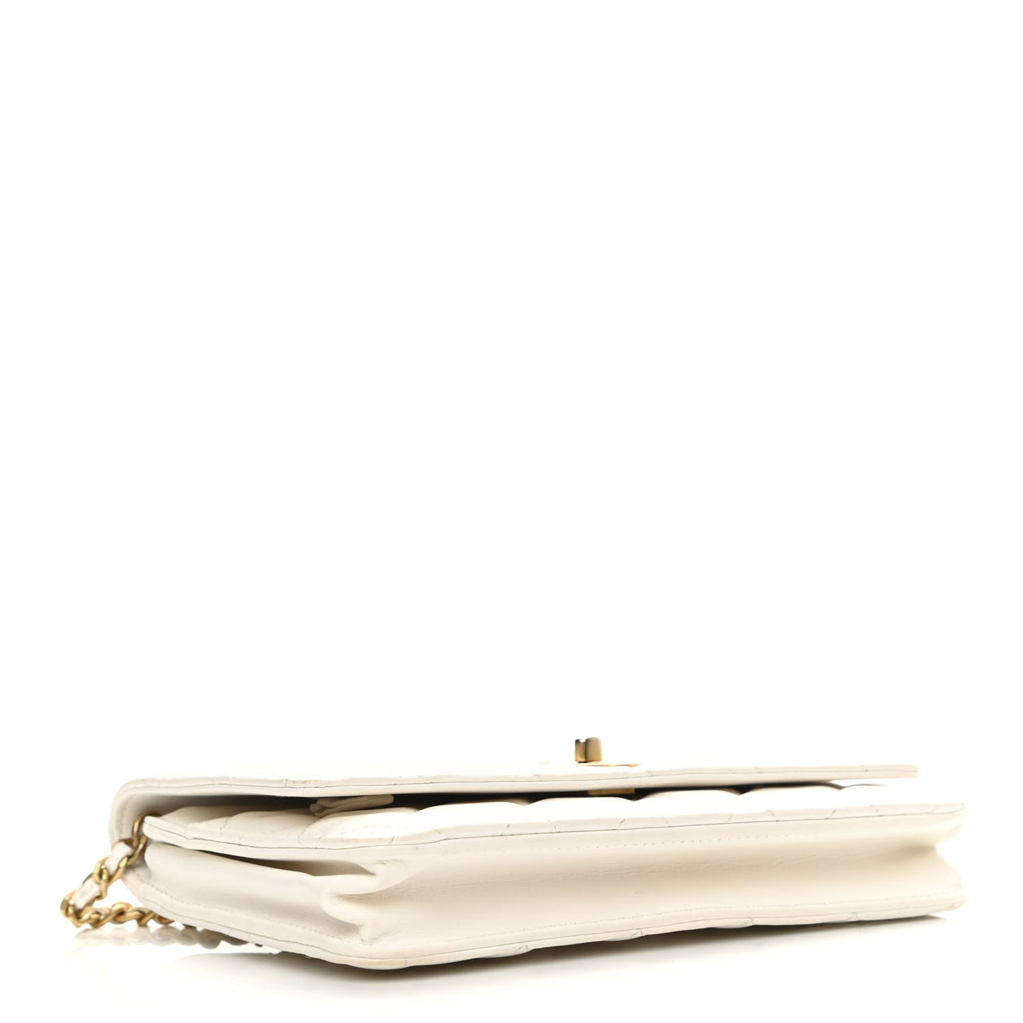 Lambskin Quilted CC Pearl Crush Wallet on Chain WOC White