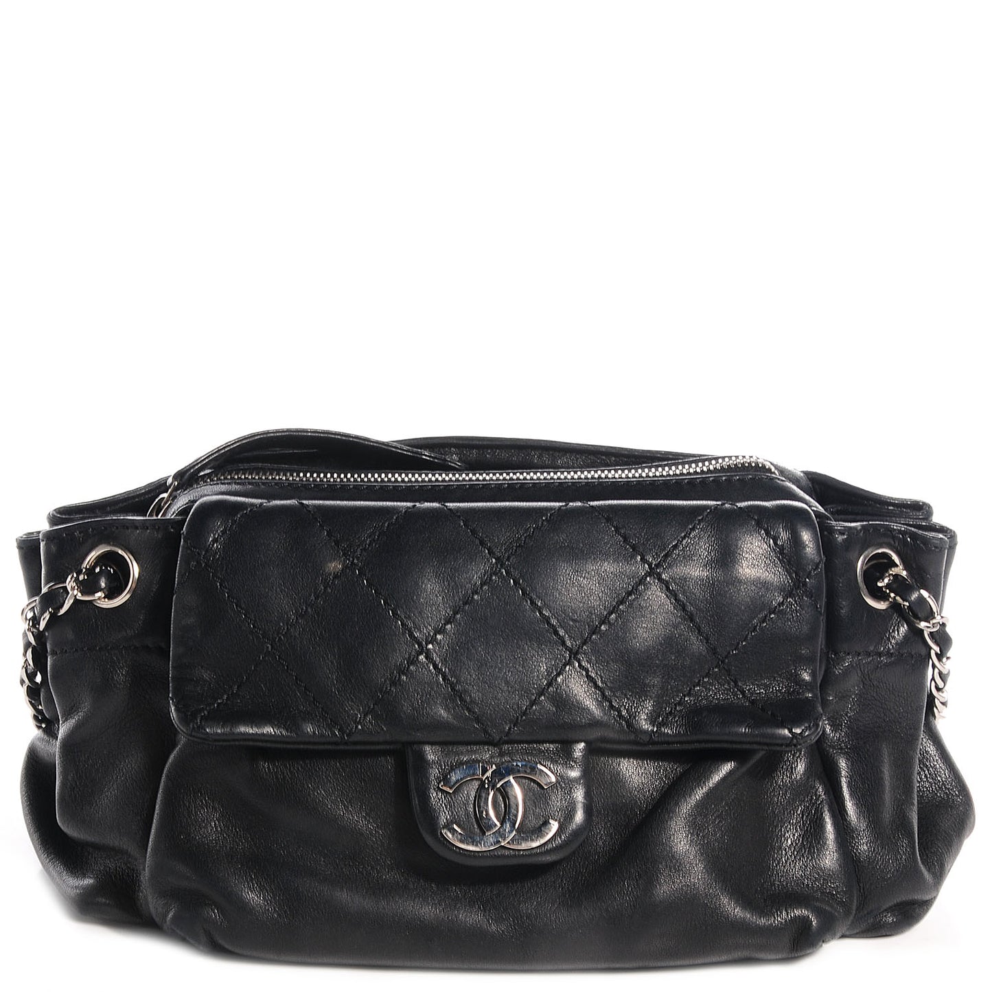 Lambskin Diamond Stitch Shoulder Bag Black