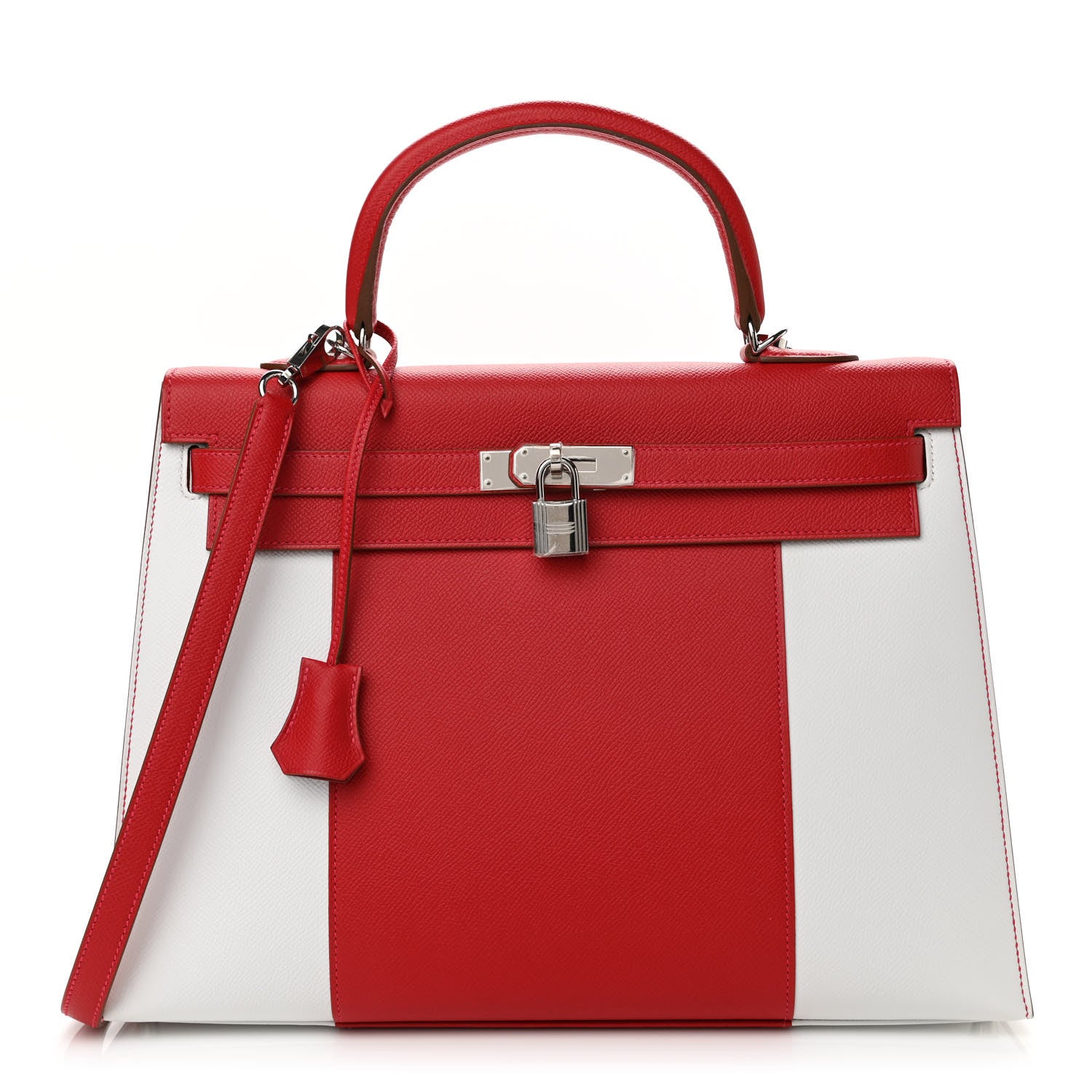 Hermes Epsom Flag Kelly Sellier 35 Rouge Casaque White 1 of 10
