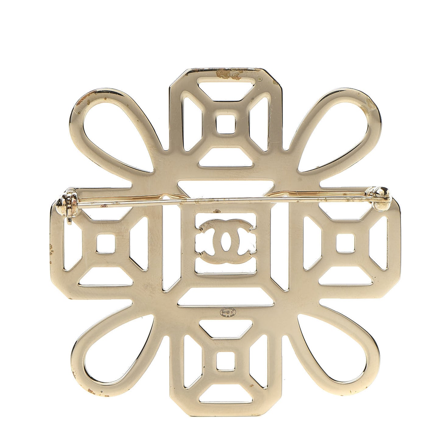 Crystal CC Brooch Light Gold Pink
