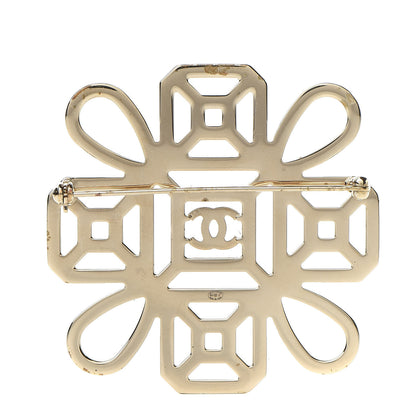 Chanel Crystal CC Brooch Light Gold Pink 3 of 7