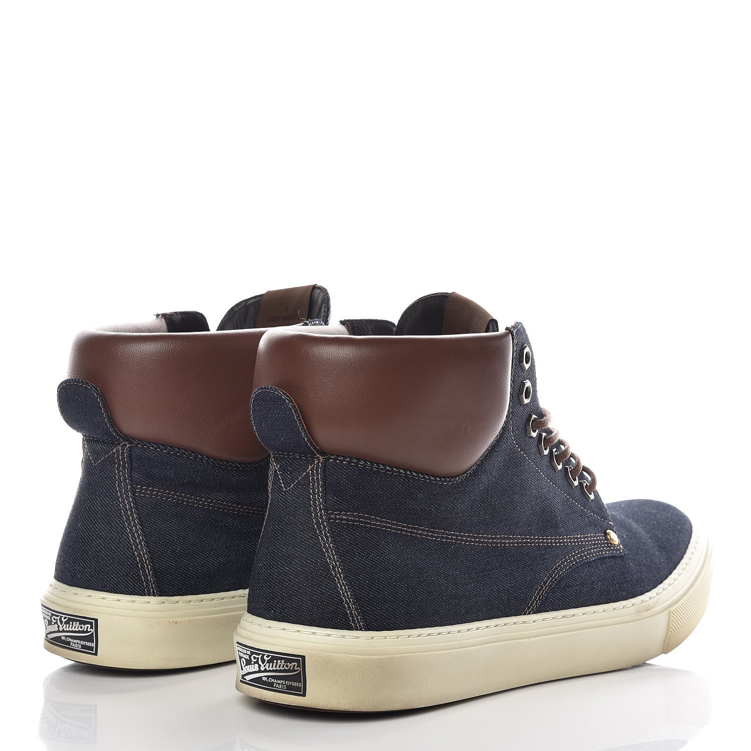 Louis Vuitton Calfskin Denim High Top Sneakers 11 4 of 15