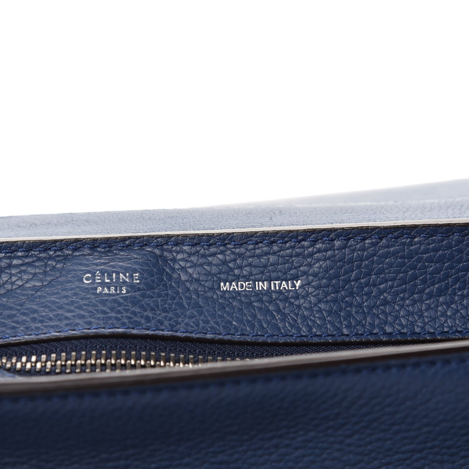 Celine Drummed Calfskin Suede Medium Trapeze Navy 8 of 9