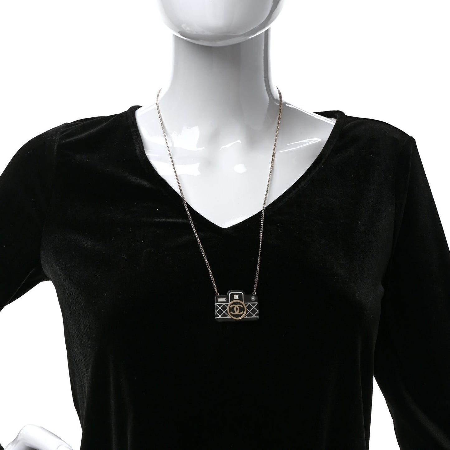 Resin Camera CC Necklace Black Gold