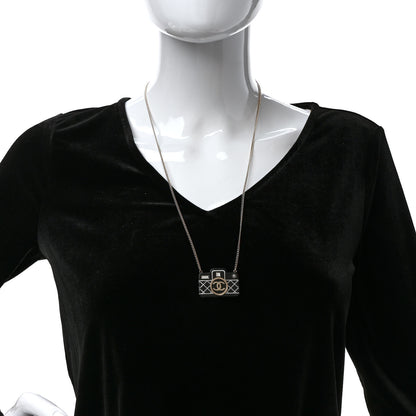 Chanel Resin Camera CC Necklace Black Gold 2 of 5