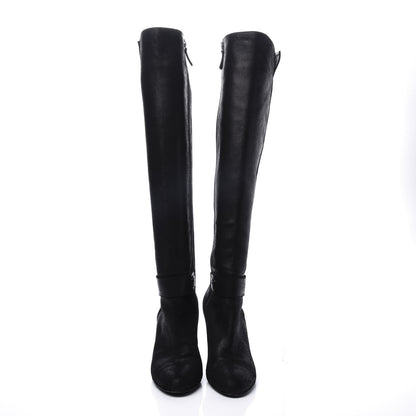 Chanel Suede Calfskin CC Knee High Boots 38 Black 3 of 10