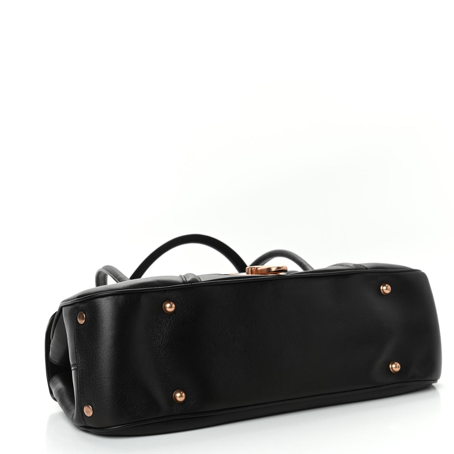 Calfskin Fold Over Shoulder Bag Black