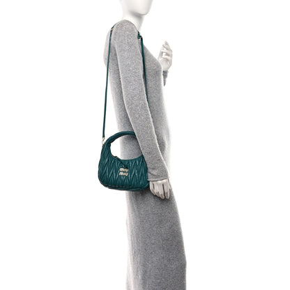 Miu Miu Nappa Matelasse Small Wander Hobo Laguna 2 of 12