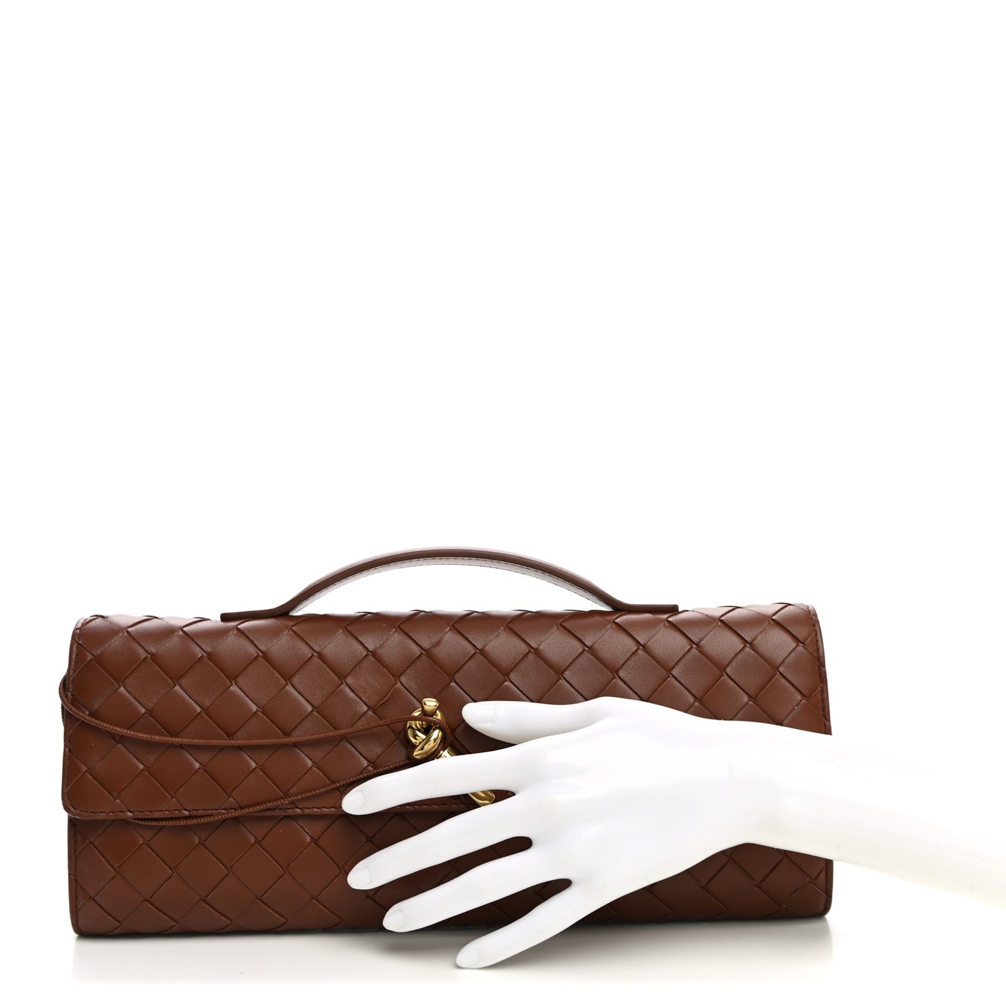 Nappa Intrecciato Long Andiamo Top Handle Clutch Sapele