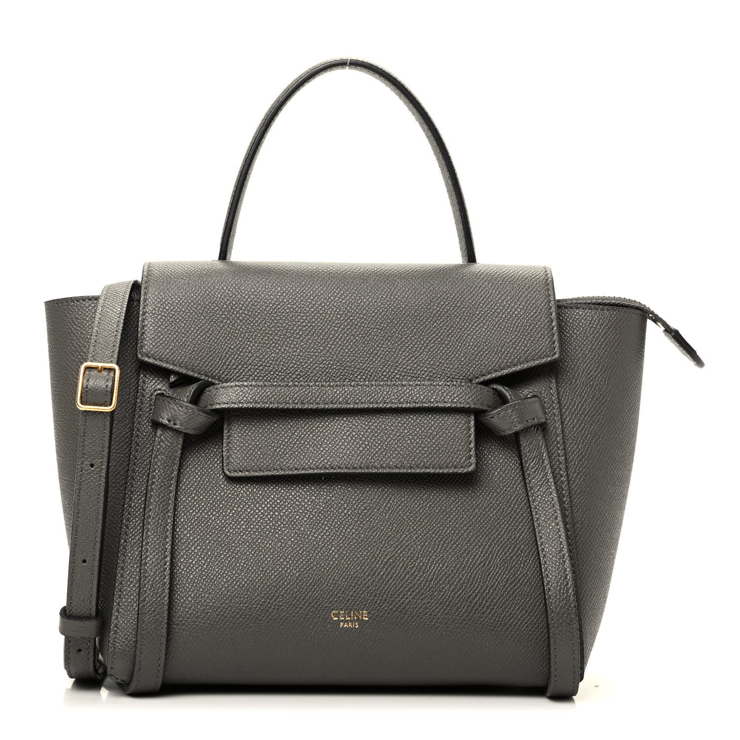 Grained Calfskin Nano Belt Bag Grey