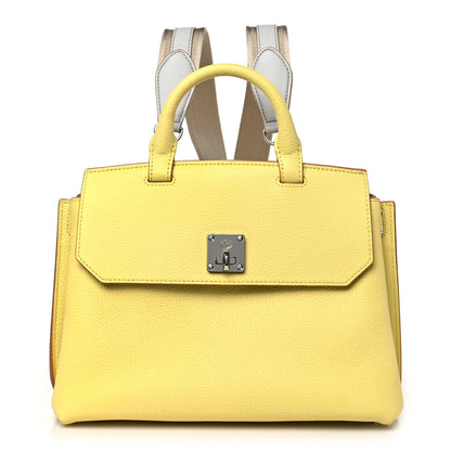 MCM Grained Calfskin Medium Milla Convertible Backpack Custard Yellow 1 of 8