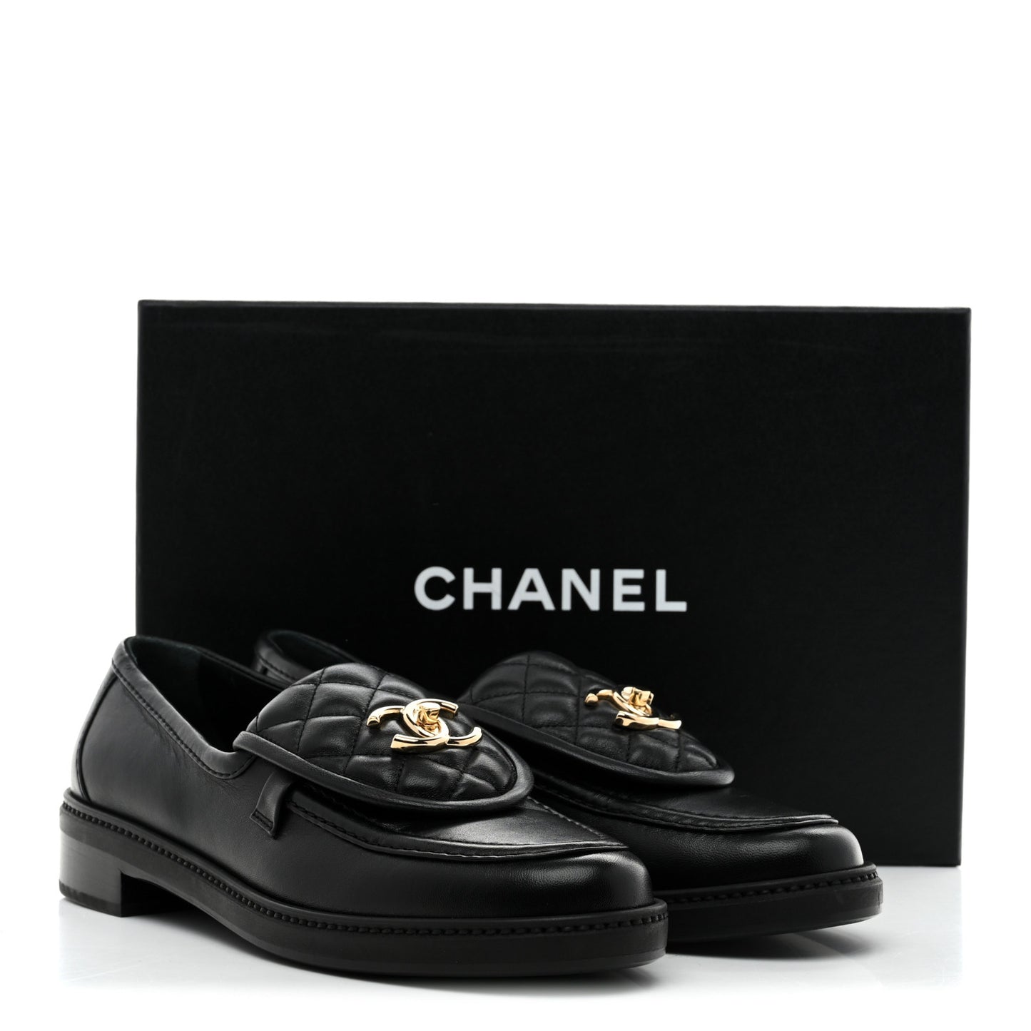 Lambskin Quilted CC Turnlock Loafers 39.5 Black