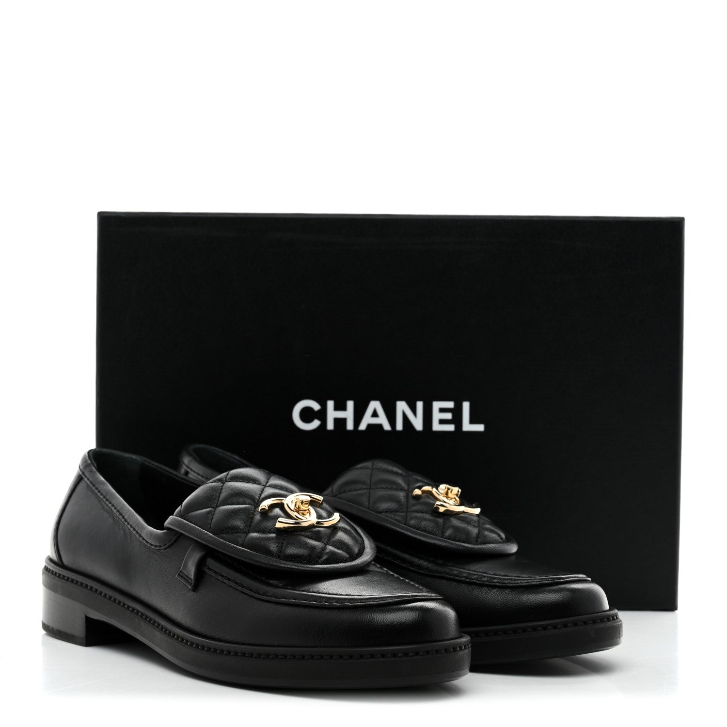 Chanel Lambskin Quilted CC Turnlock Loafers 39.5 Black 10 of 10