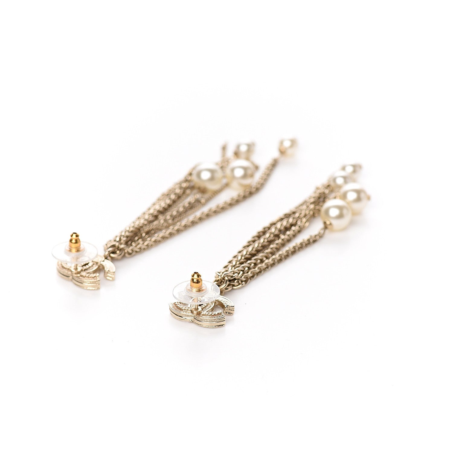 Chanel Pearl CC Chain Drop Earrings Gold 3 of 5