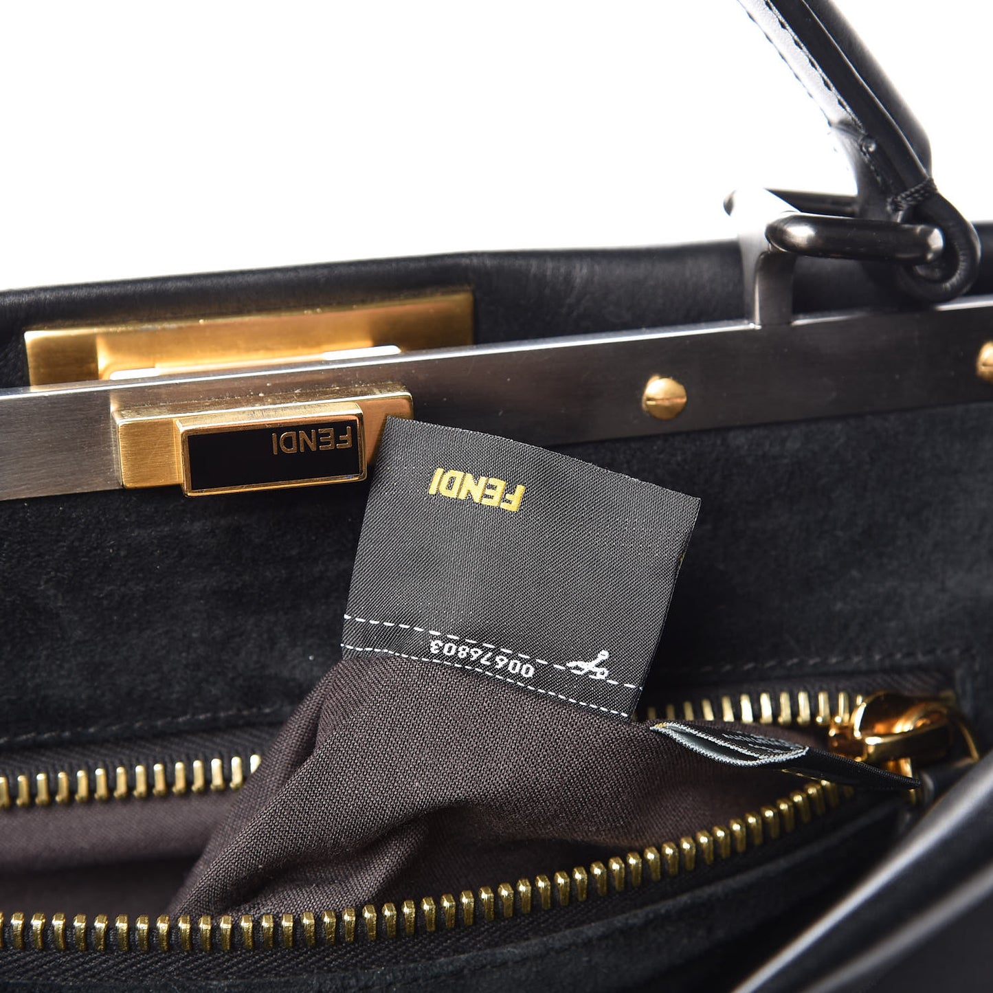 Vitello Suede Medium Peekaboo Iconic Satchel Black