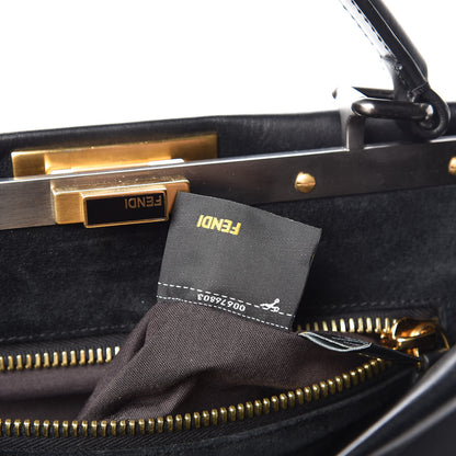 Fendi Vitello Suede Medium Peekaboo Iconic Satchel Black 8 of 14