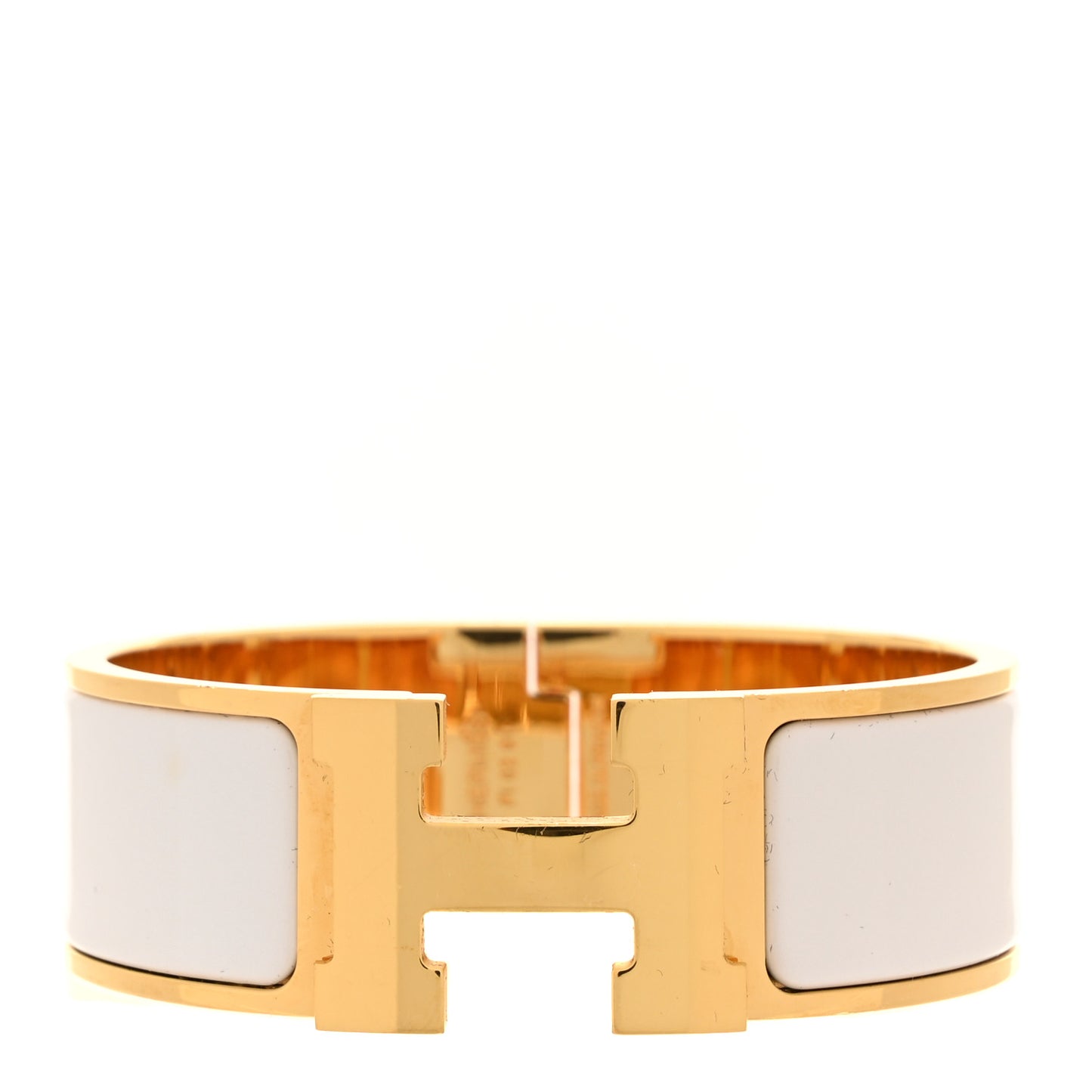 Enamel Wide Clic Clac H Bracelet GM White