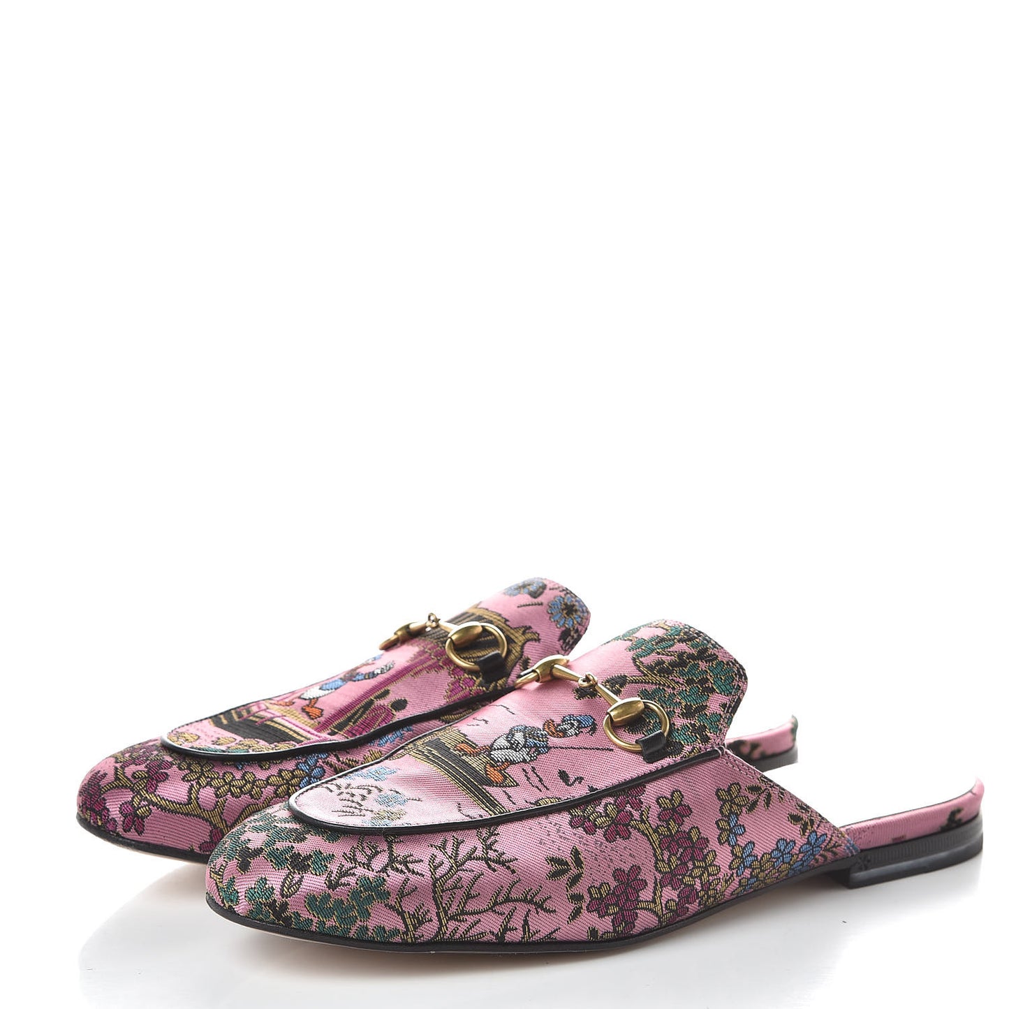 X DISNEY Jacquard Japanese Donald Duck Womens Princetown Slippers 38.5 Pink Black