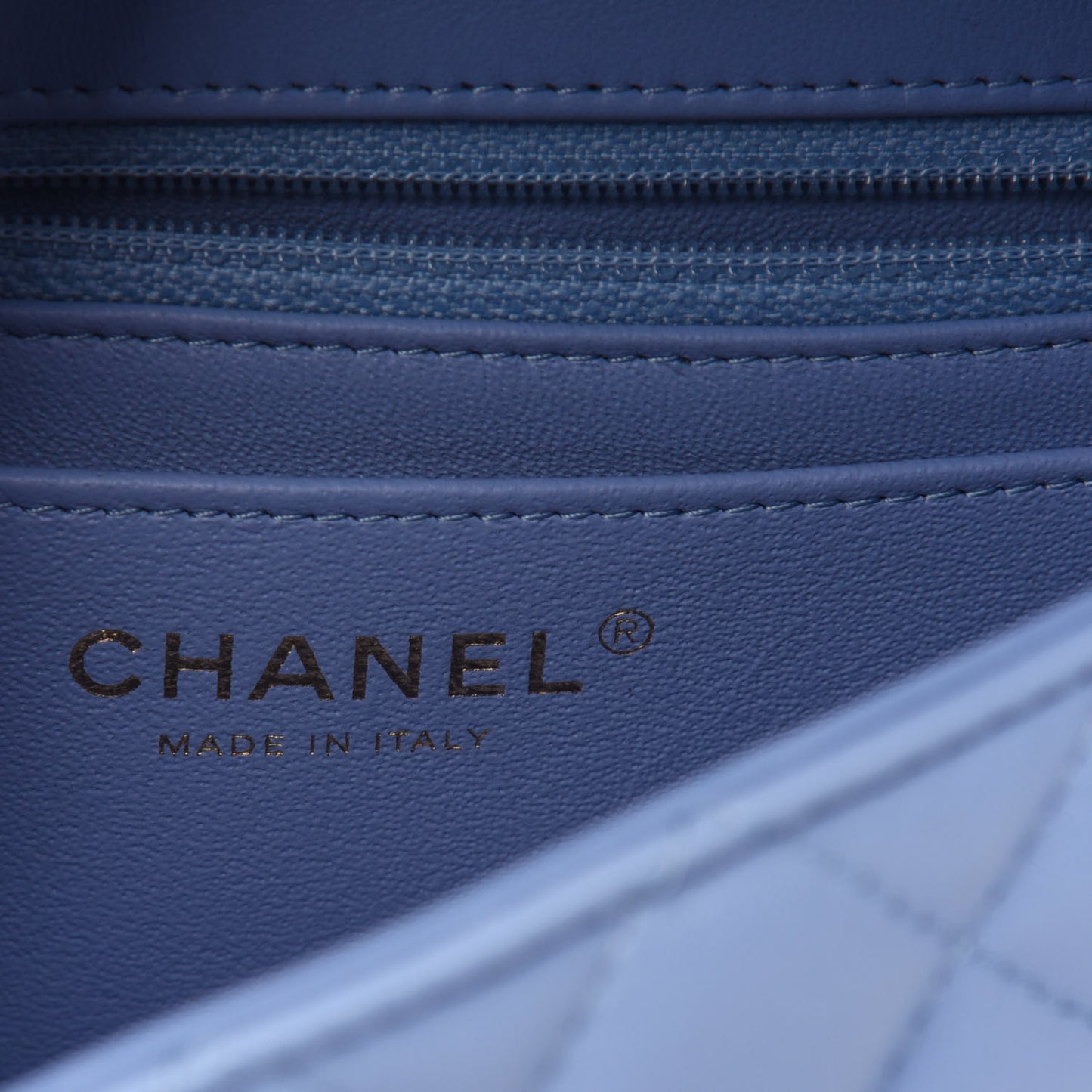Lambskin Quilted Mini Rectangular Flap Light Blue