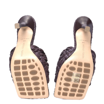 Bottega Veneta Raffia Twisted Intrecciato Stretch Mule Sandals 36 Bitter Chocolate 4 of 4