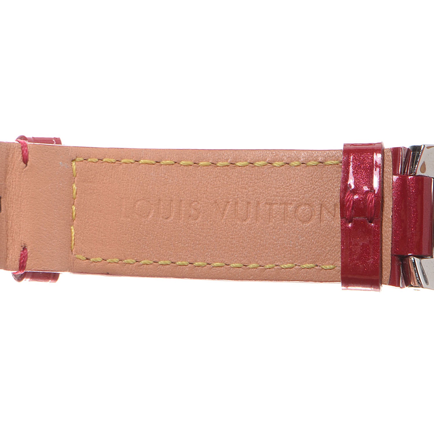 Louis Vuitton Stainless Steel Vernis Diamond 34mm Tambour Forever Quartz Watch Red 8 of 12