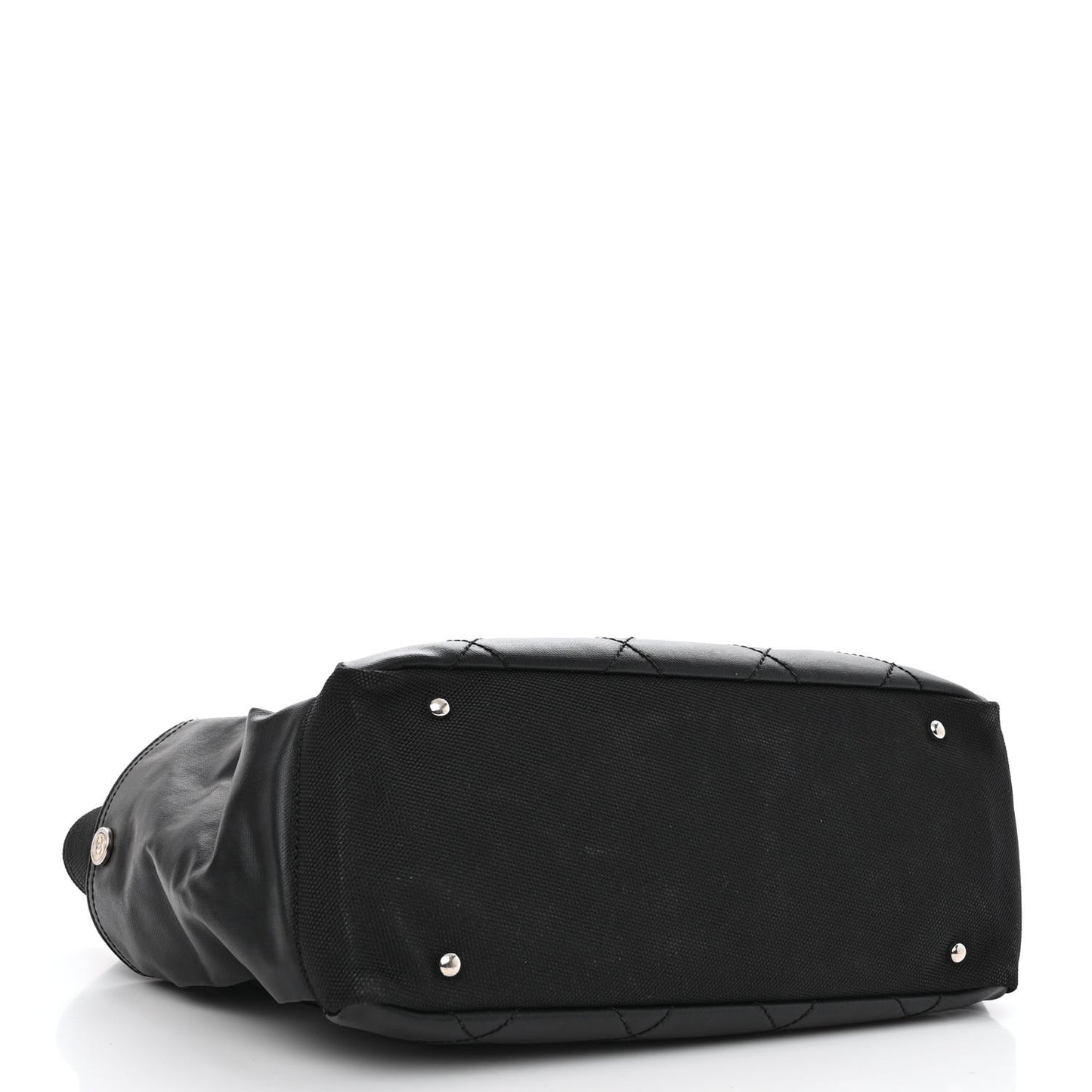 Coated Canvas Quilted Large Paris Biarritz Tote Black