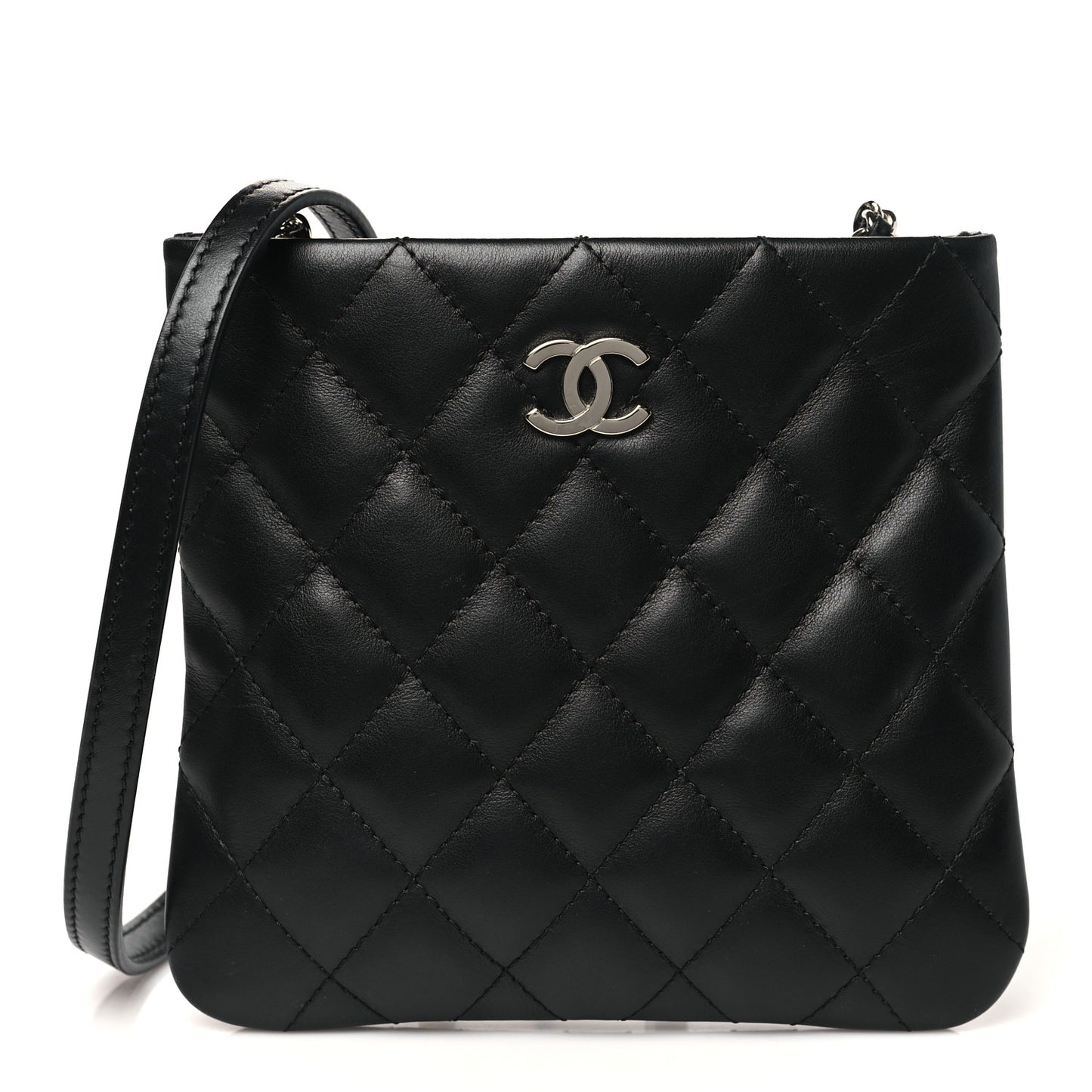 Lambskin Quilted Crossbody Bag Black