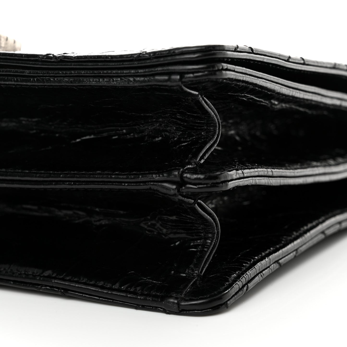 Glazed Calfskin Quilted Rita Top Handle Flap Black