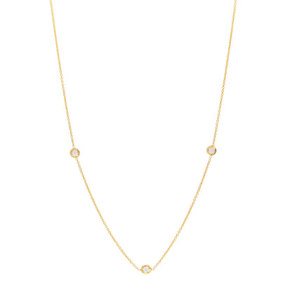 Roberto Coin 18K Yellow Gold Diamond .15ctw Diamonds By The Inch Three Station Necklace 1 of 4