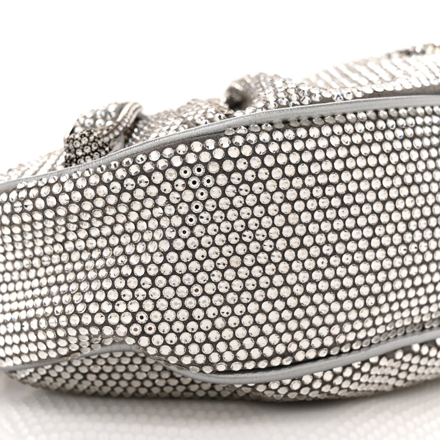 Rhinestone Encrusted Le Cagole Shoulder Bag XS Silver