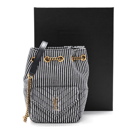 Saint Laurent Canvas Striped Nano Joe Bucket Bag Deep Marine Cream 10 of 10