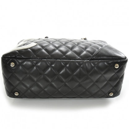 Chanel Calfskin Quilted Large Cambon Bowler Black White 4 of 11