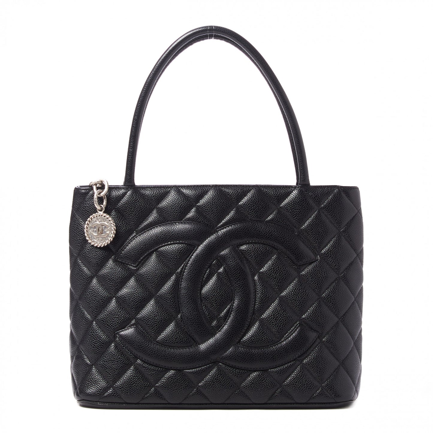 Caviar Quilted Medallion Tote Black
