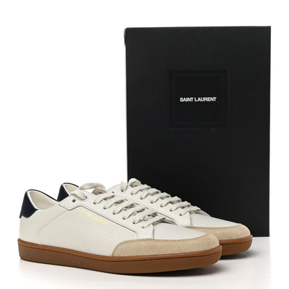 Saint Laurent Calfskin Perforated Suede SL10 Court Classic Low Top Sneakers 39.5 White 9 of 9