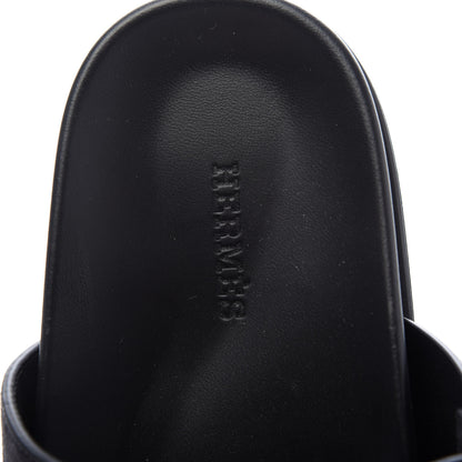 Hermes Suede Goatskin Womens Chypre Sandals 37 Black 7 of 9