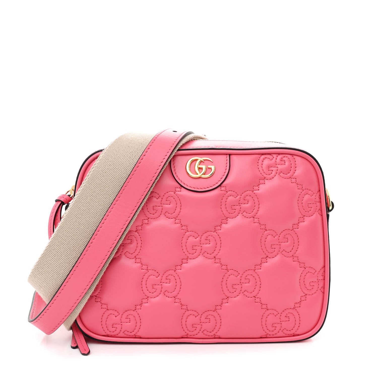 Gucci Calfskin GG Matelasse Small Shoulder Bag Rhodamine Pink Natural 1 of 10