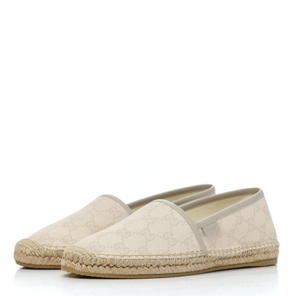 Gucci Washed Cotton Miro Soft Calfskin GG Monogram Espadrilles 38.5 White Mystic White 3 of 9