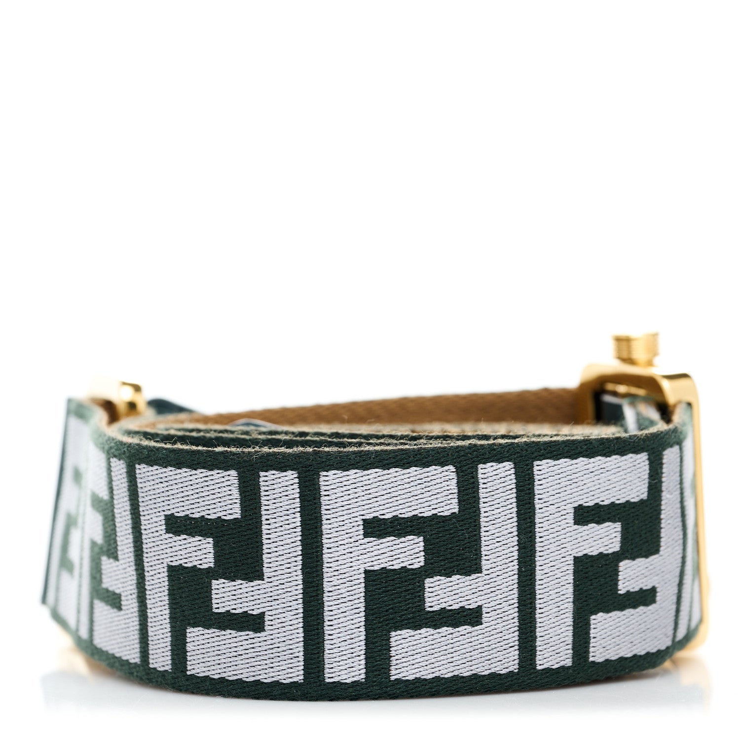 Fendi Ribbon Vitello Seta FF 1974 Pequin Reversible Adjustable Strap You Green 2 of 6
