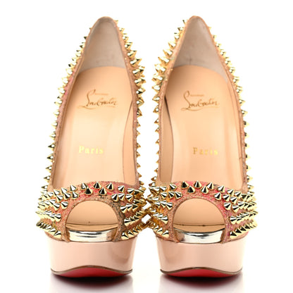 Christian Louboutin Patent Bloom Print Lady Peep Spikes 150 Pumps 37.5 Multicolor 2 of 8