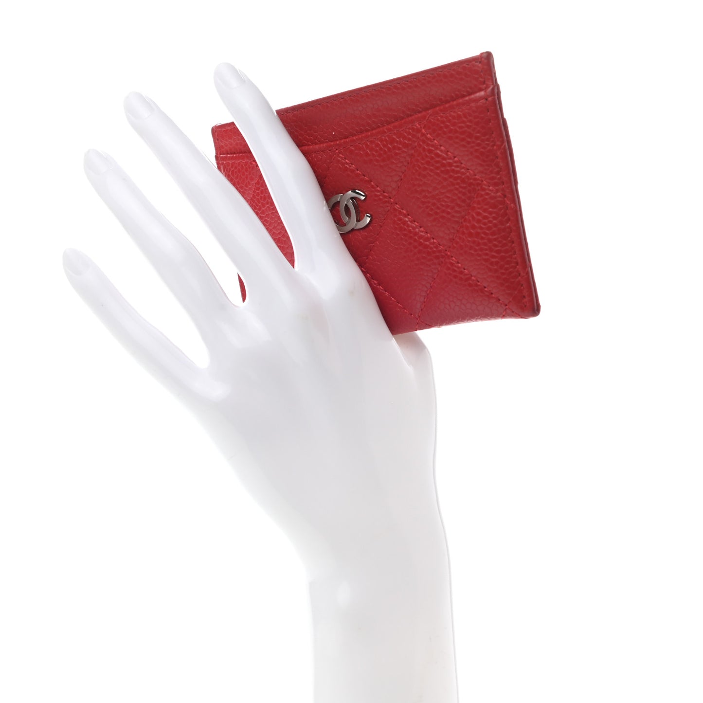 Caviar Quilted Card Holder Red