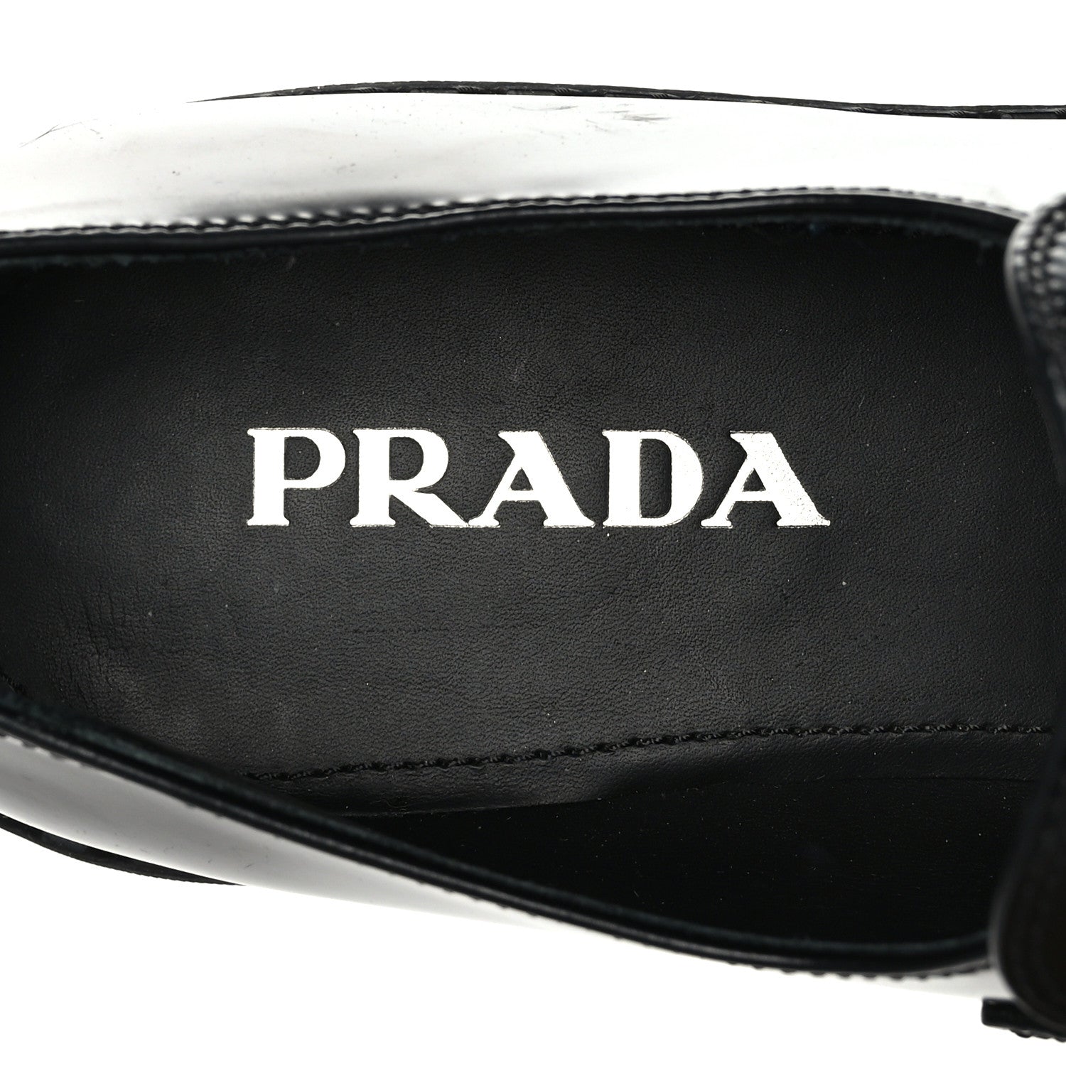 Prada Spazzolato Metal Triangle Logo 50mm Loafers 41 Black 6 of 8
