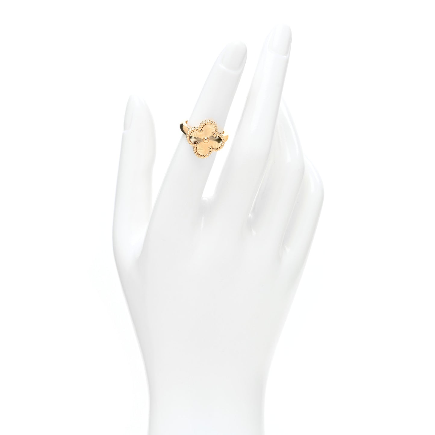 18K Yellow Gold Guilloche Vintage Alhambra Ring 49 5